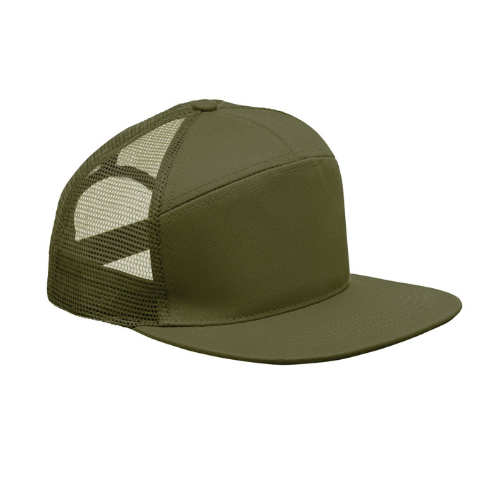 Casquette promotionnelle 7 pans à visière plate Bead vert armée vert